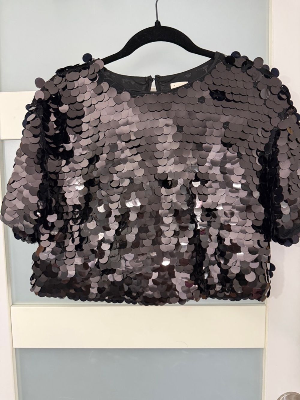 Super Cute Black Sequin Crop Top - NWOT!